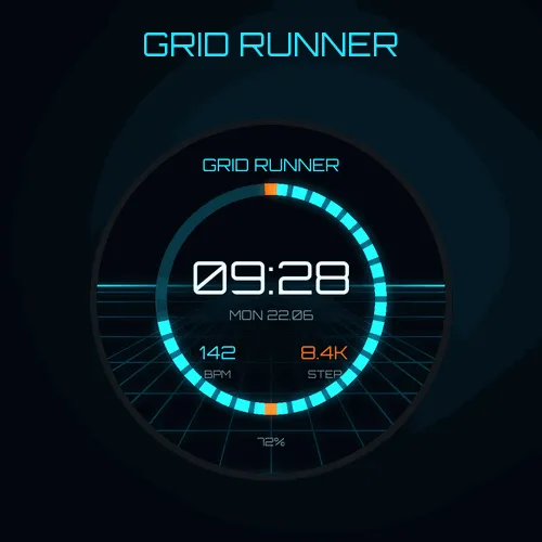 Grid Runner: Neon Grid Watch Face