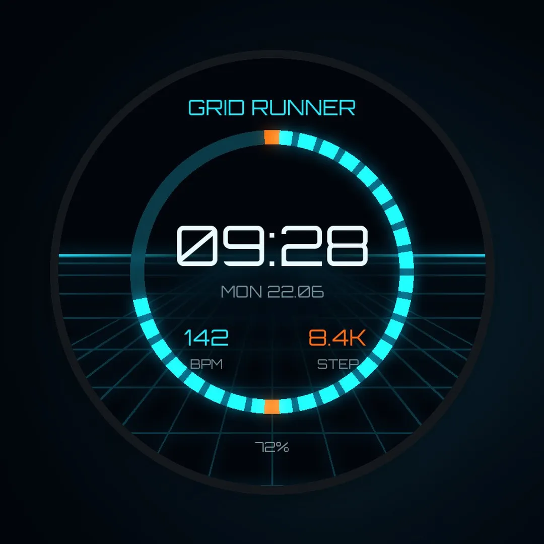 Grid Runner: Neon Grid Watch Face · Captura de tela 0