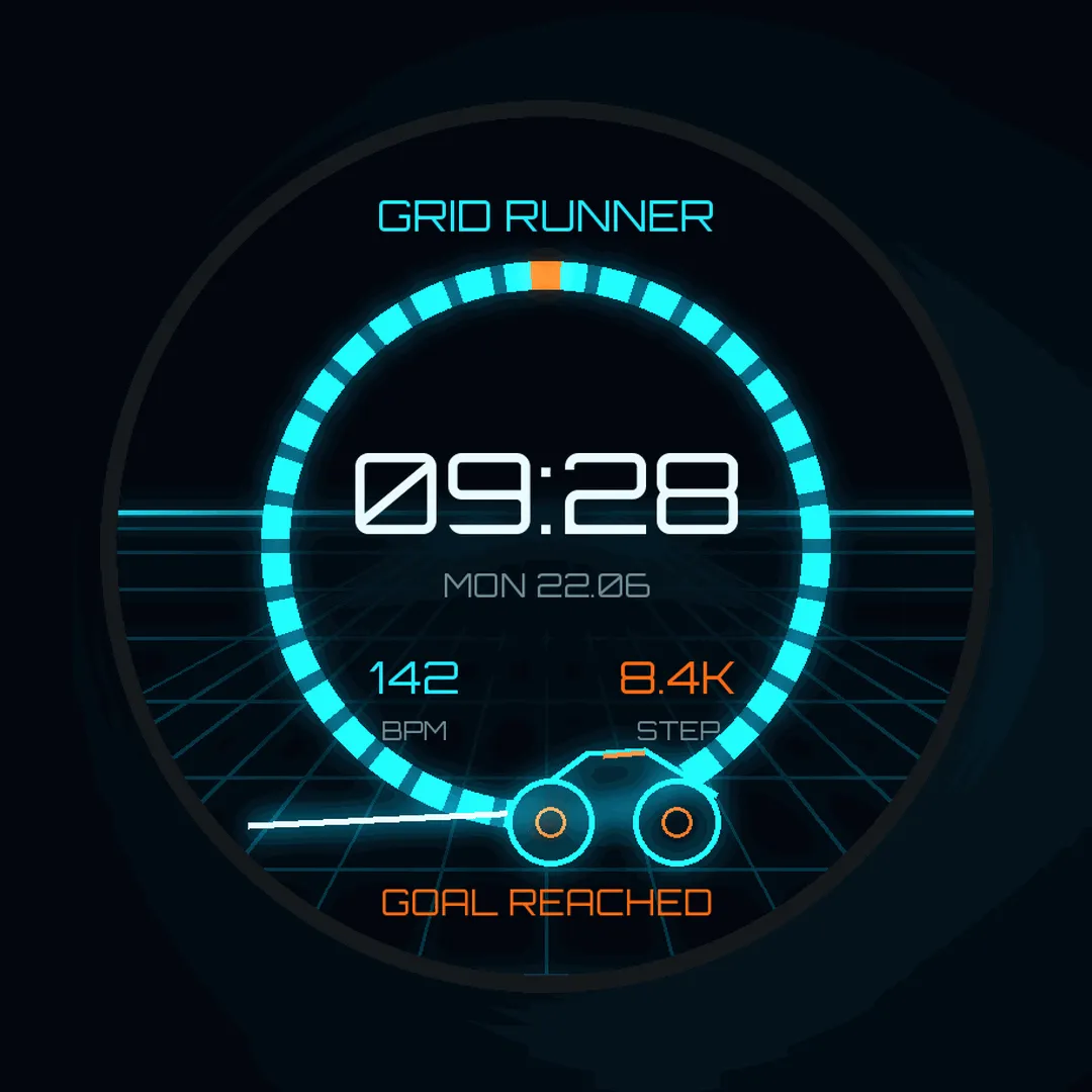 Grid Runner: Neon Grid Watch Face · Captura de tela 1