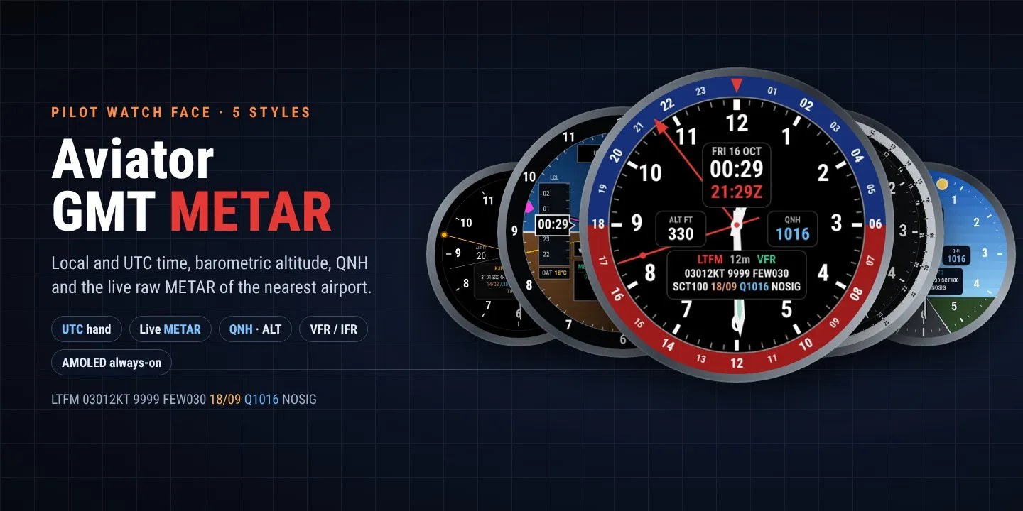 Aviator GMT METAR – Pilot Watch Face