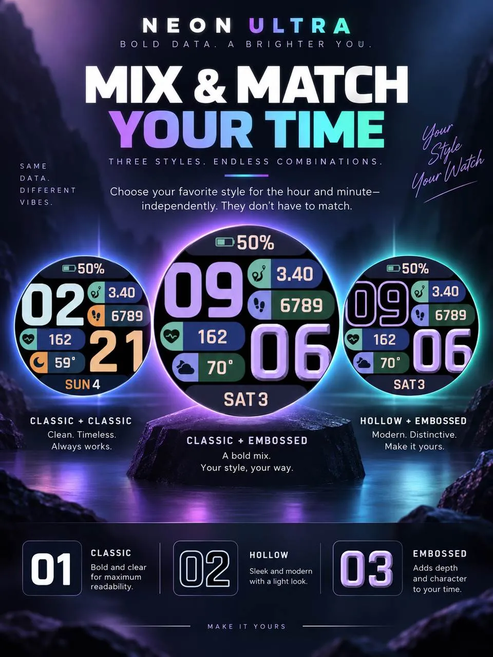 Neon Ultra: 大字时间，随你定义 | fun4watch · Screenshot 1