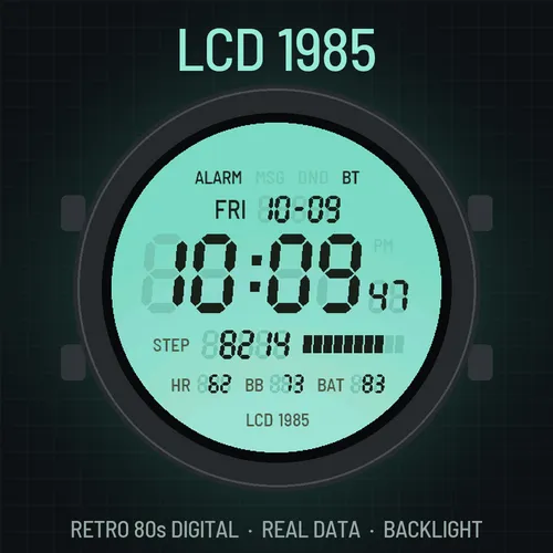 LCD 1985 Watch Face - Retro 80s Digital