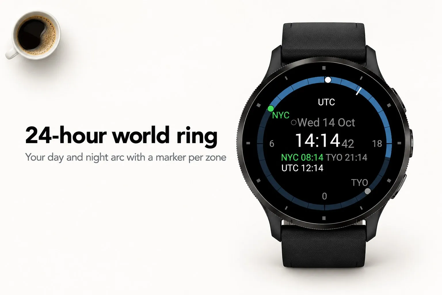 Zonestack - World Time Watch Face · ภาพหน้าจอ 1