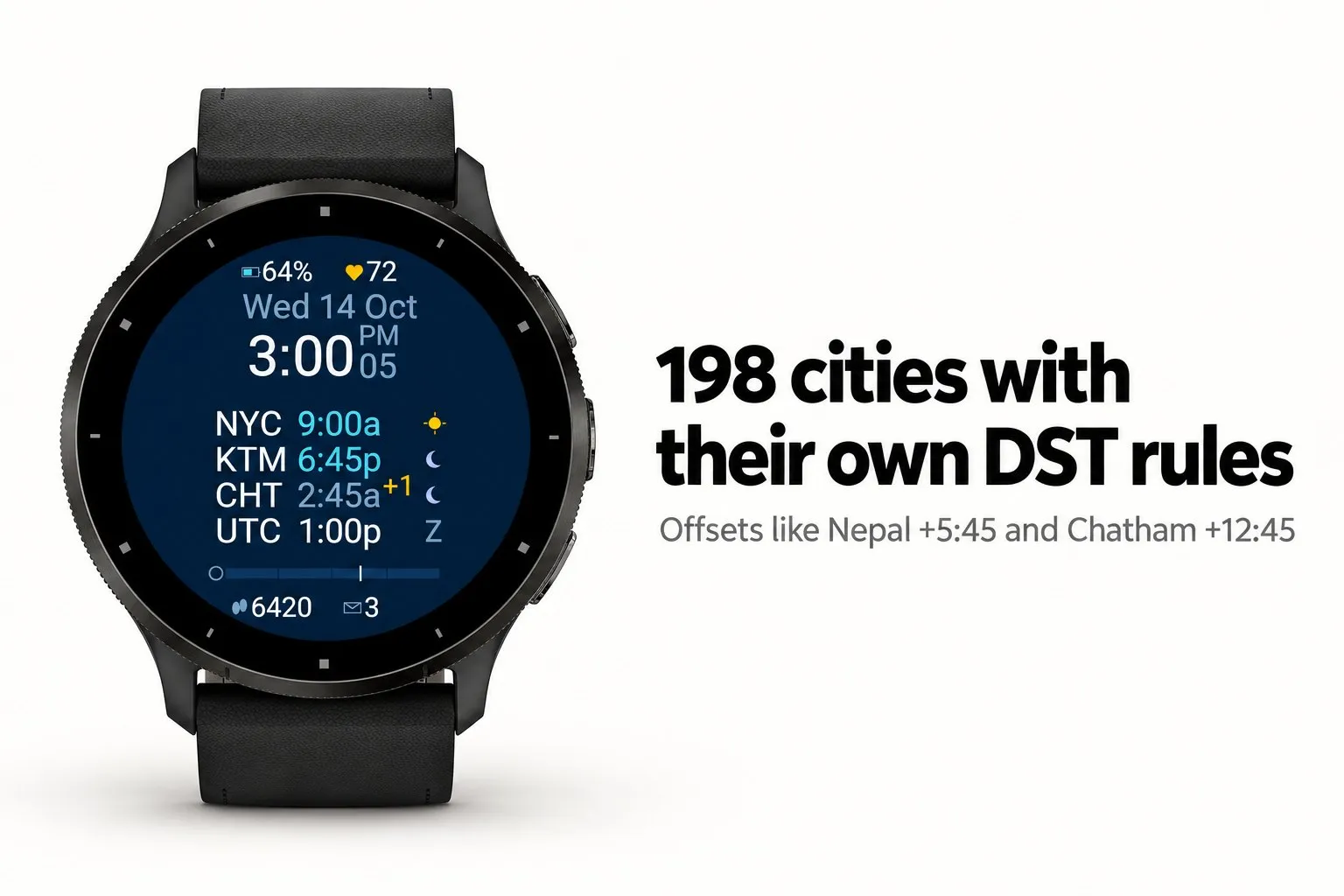 Zonestack - World Time Watch Face · ภาพหน้าจอ 2