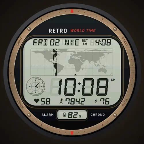 Retro World - 80s World Time LCD Watch Face