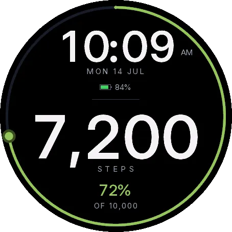 One Goal – ciferník / watchface: cíl a kroky · Snímek obrazovky 0