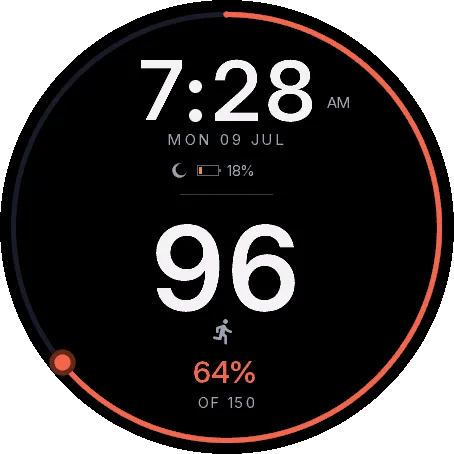 One Goal – ciferník / watchface: cíl a kroky · Snímek obrazovky 2