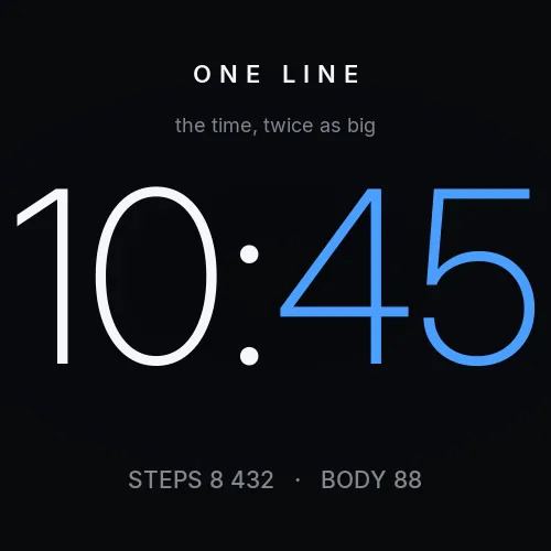 One Line Watch Face - Big Time, Large Digits