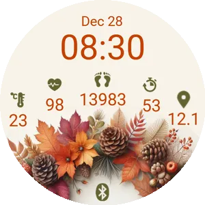 Fall decor autumn leaves and pine cone