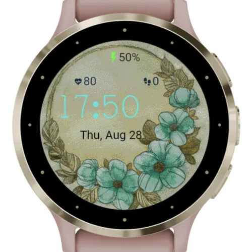 Teal Flower Circle – Elegant Floral
