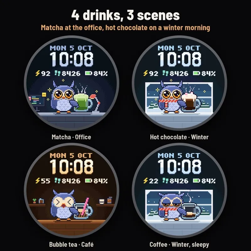 Astra Mug Pro – 动画像素咖啡能量表盘 · Screenshot 2