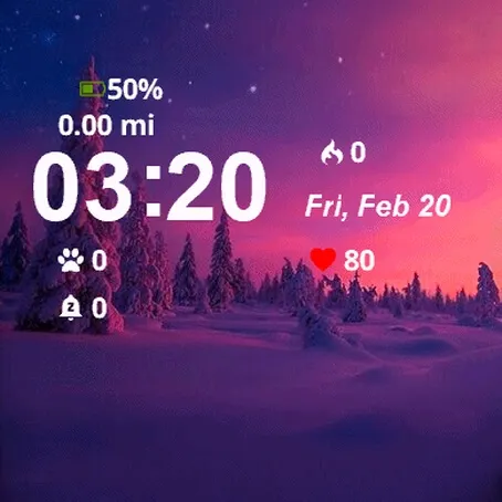 Snowy Night Pink Sky Stars