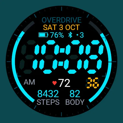 OVERDRIVE — Neon Digital HUD Watch Face