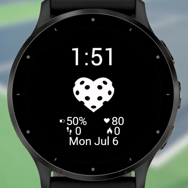 Pickleball Watch Face – Heart Custom Sport Stats