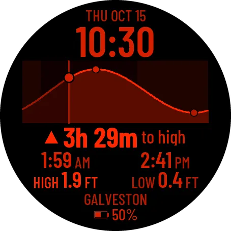 Tide Line — NOAA Tide Curve Watch Face · 螢幕截圖 3
