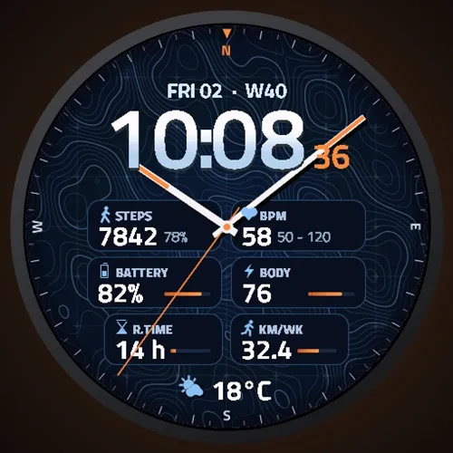 Contour - Topo Map Compass Watch Face