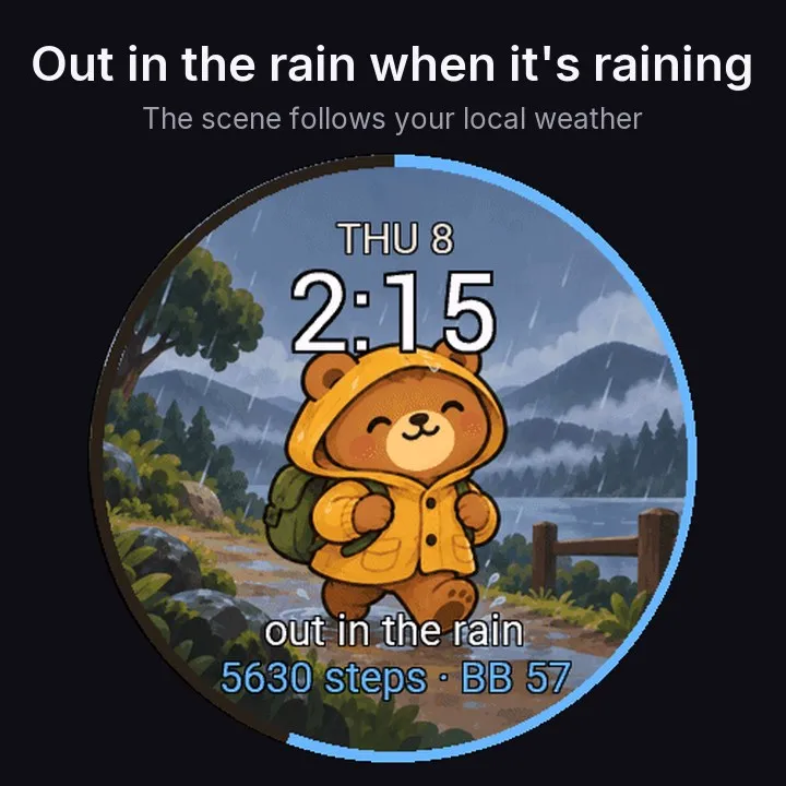 DayBear - Cute Bear Watch Face · 截图 2