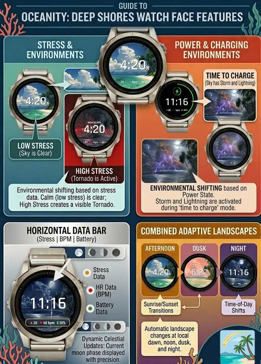 Oceanity: Deep Shores Watch Face · Snímka obrazovky 0