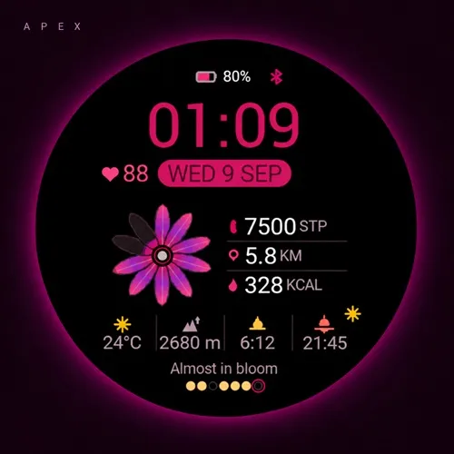 APEX BLOOM FLOWER STEP TRACKER AMOLED ALWAYS-ON