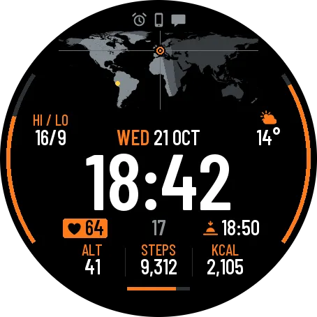 Atlas: World Map Field Watch Face · Screenshot 0