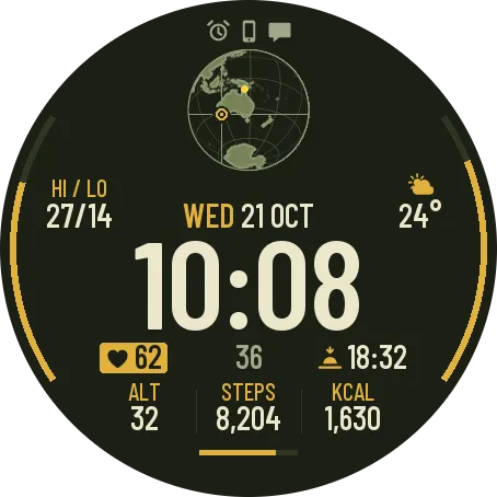 Atlas: World Map Field Watch Face · Screenshot 2