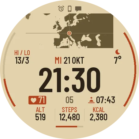 Atlas: World Map Field Watch Face · Screenshot 3