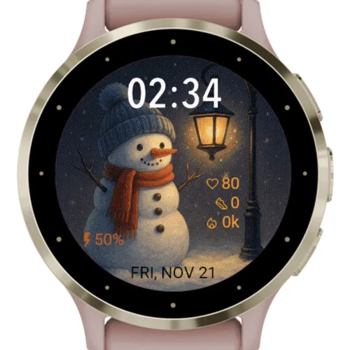 Snowman Under the Lamp